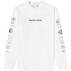 Space Available Men's Long Sleeve Making Space Effect T-Shirt in White