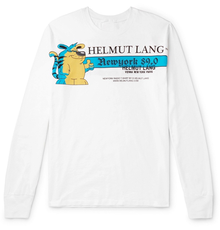 Photo: Helmut Lang - Logo-Embroidered Printed Cotton-Jersey T-Shirt - White