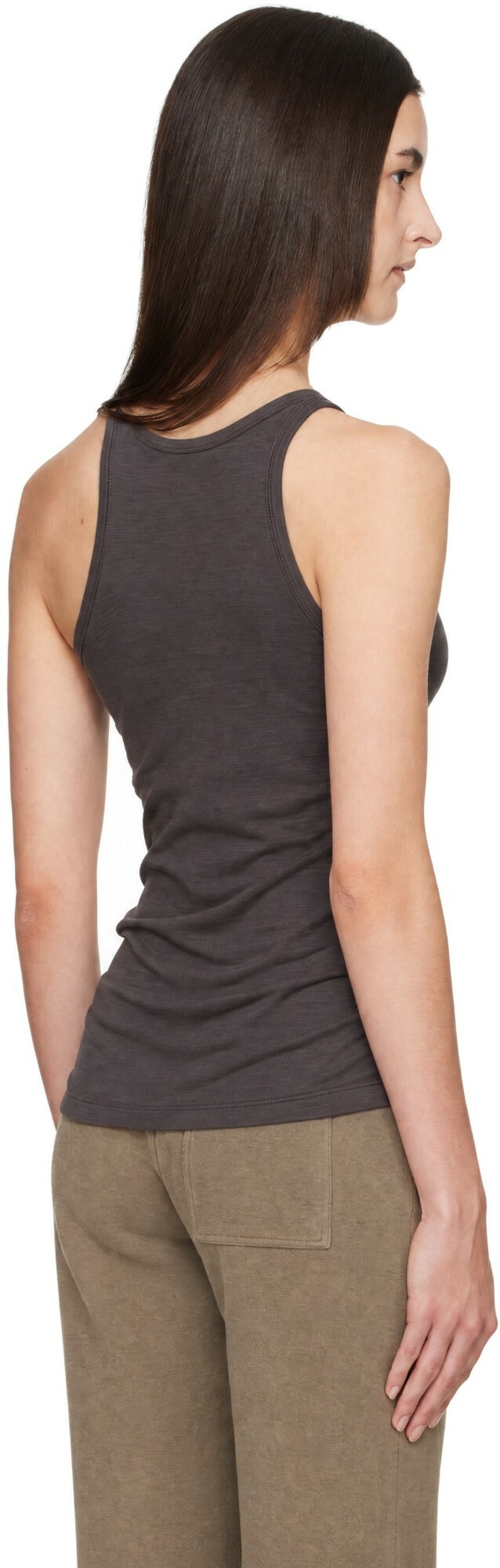 BAMBOU ROGER KWONG Gray Virgin Wool Jersey Round Neck Top