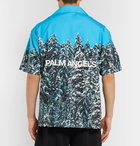 Palm Angels - Camp-Collar Printed Cotton-Poplin Shirt - Blue