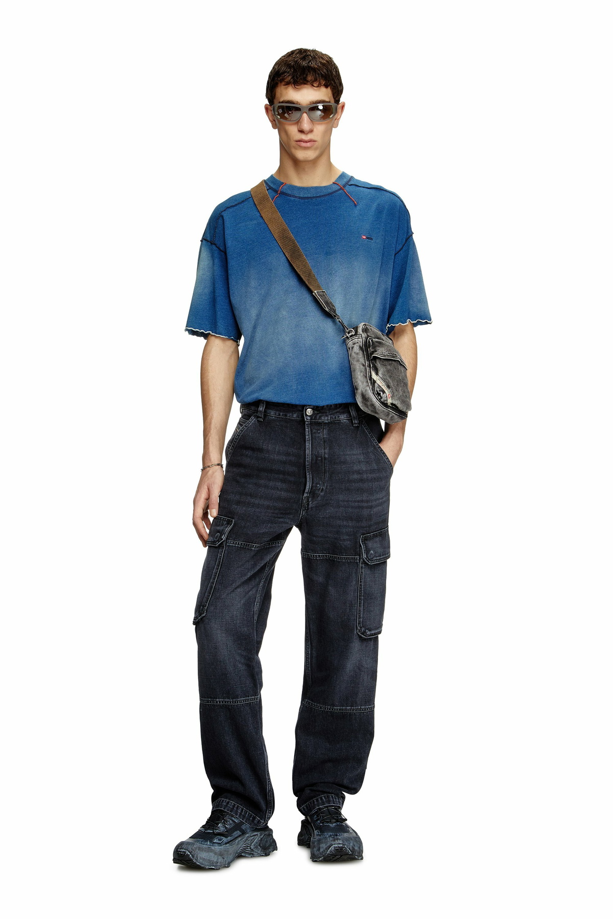 Diesel Crossbody bag in washed denim - Crossbody Bags Mens in Black