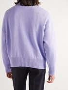 AMI PARIS - Logo-Intarsia Cotton-Blend Sweater - Purple