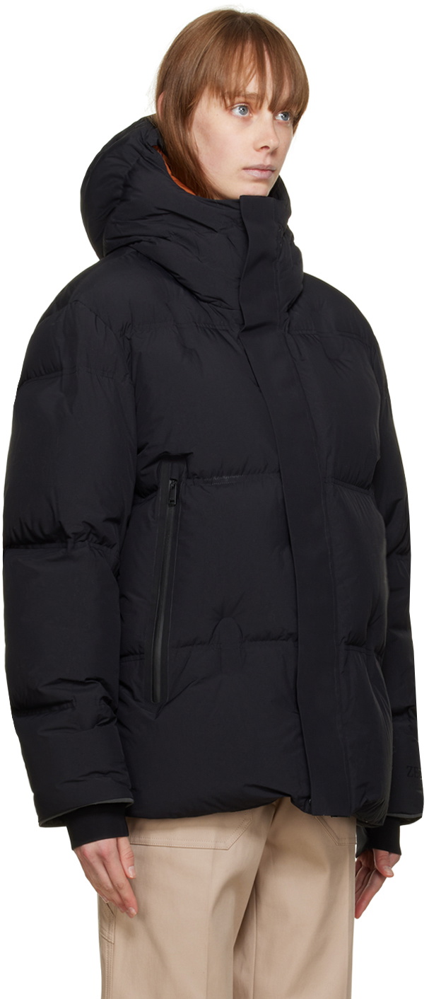 ZEGNA Black Laminated Down Jacket Zegna