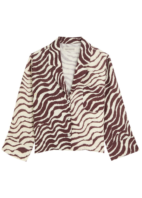 Photo: Desmond & Dempsey Tide Zebra-print Linen Shirt Brown