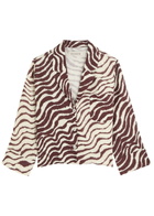 Desmond & Dempsey Tide Zebra-print Linen Shirt Brown