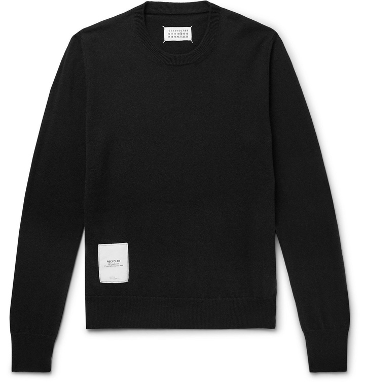 Photo: Maison Margiela - Appliquéd Cashmere and Merino Wool-Blend Sweater - Black
