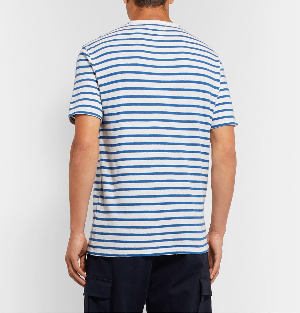 Officine Generale - Striped Cotton and Linen-Blend T-shirt - White