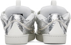 Lanvin Silver Curb Metallic Effect Sneakers