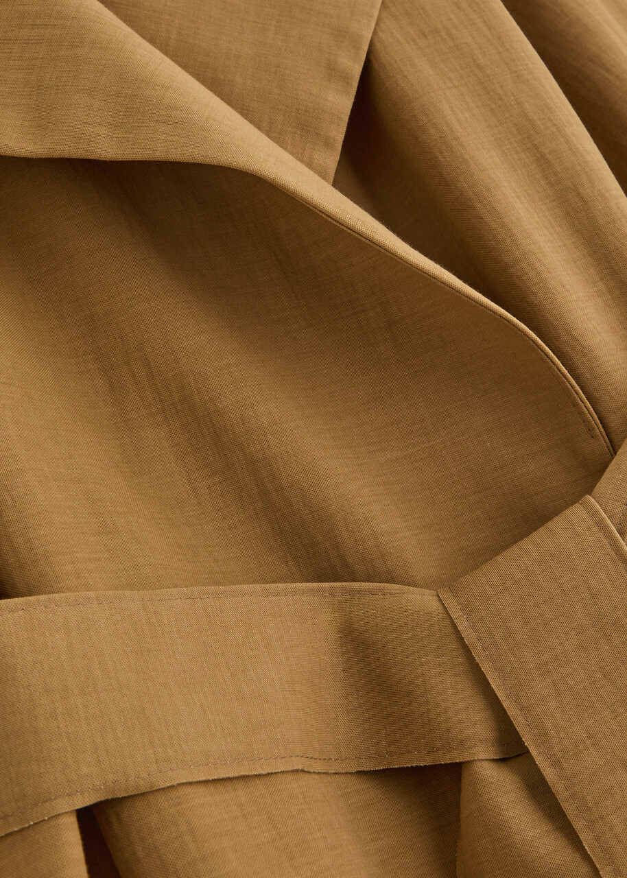 Harris Wharf London Belted Woven Trench Coat Tan