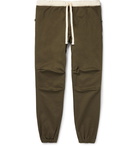 Beams Plus - Slim-Fit Tapered Grosgrain-Trimmed Cotton-Blend Twill Drawstring Trousers - Green