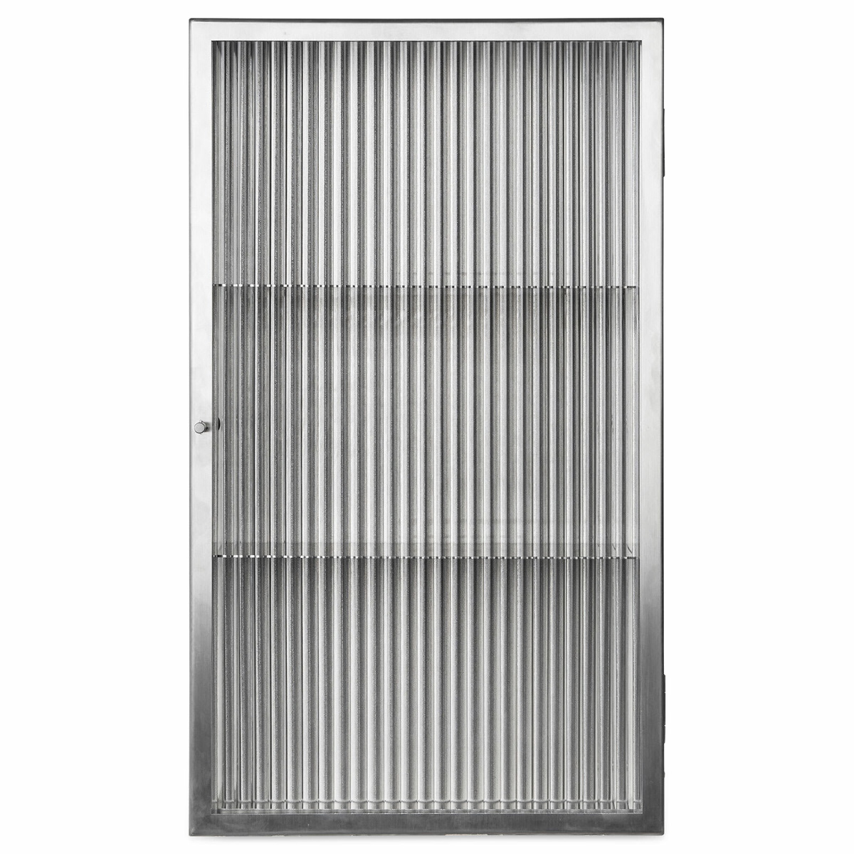 ferm LIVING Haze Wall Cabinet - Reeded Glass in Stainless Steel 