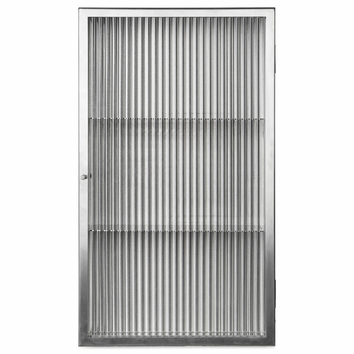 Photo: ferm LIVING Haze Wall Cabinet - Reeded Glass in Stainless Steel 