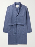 Oliver Spencer Loungewear - Townsend Striped Organic Cotton-Blend Robe - Blue