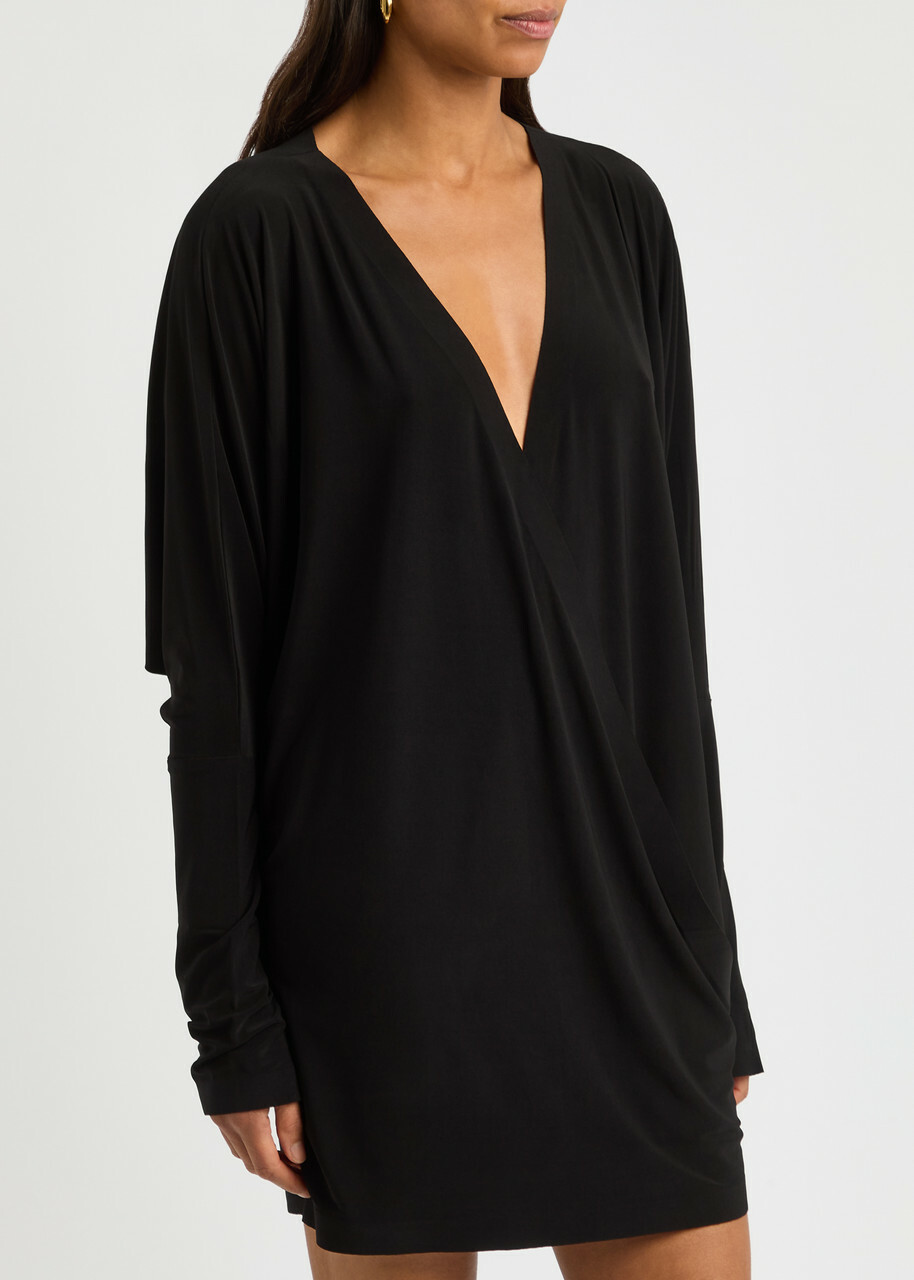 Norma Kamali Stretch-jersey Mini Wrap Dress Black