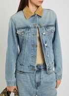 Rohe Suede Collar Denim Jacket Light Blue