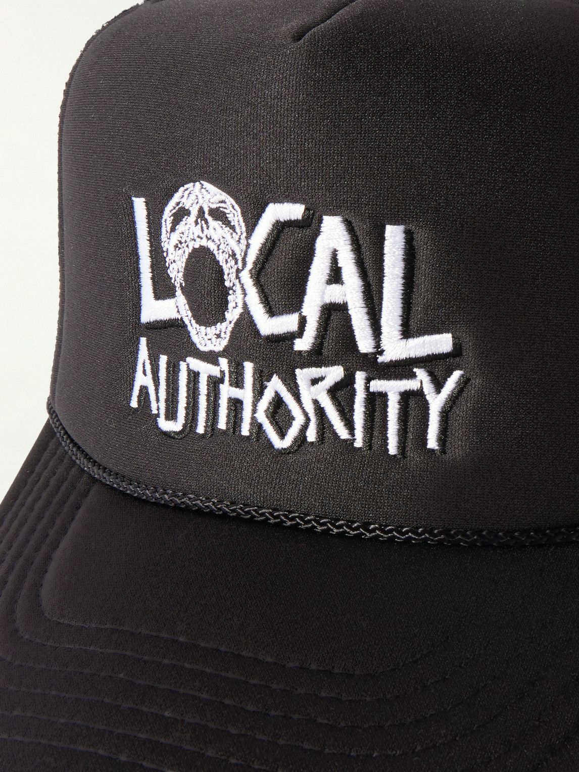 Local Authority LA - Skull O Logo-Embroidered Cotton-Blend Canvas and Mesh Trucker Cap