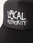 Local Authority LA - Skull O Logo-Embroidered Cotton-Blend Canvas and Mesh Trucker Cap