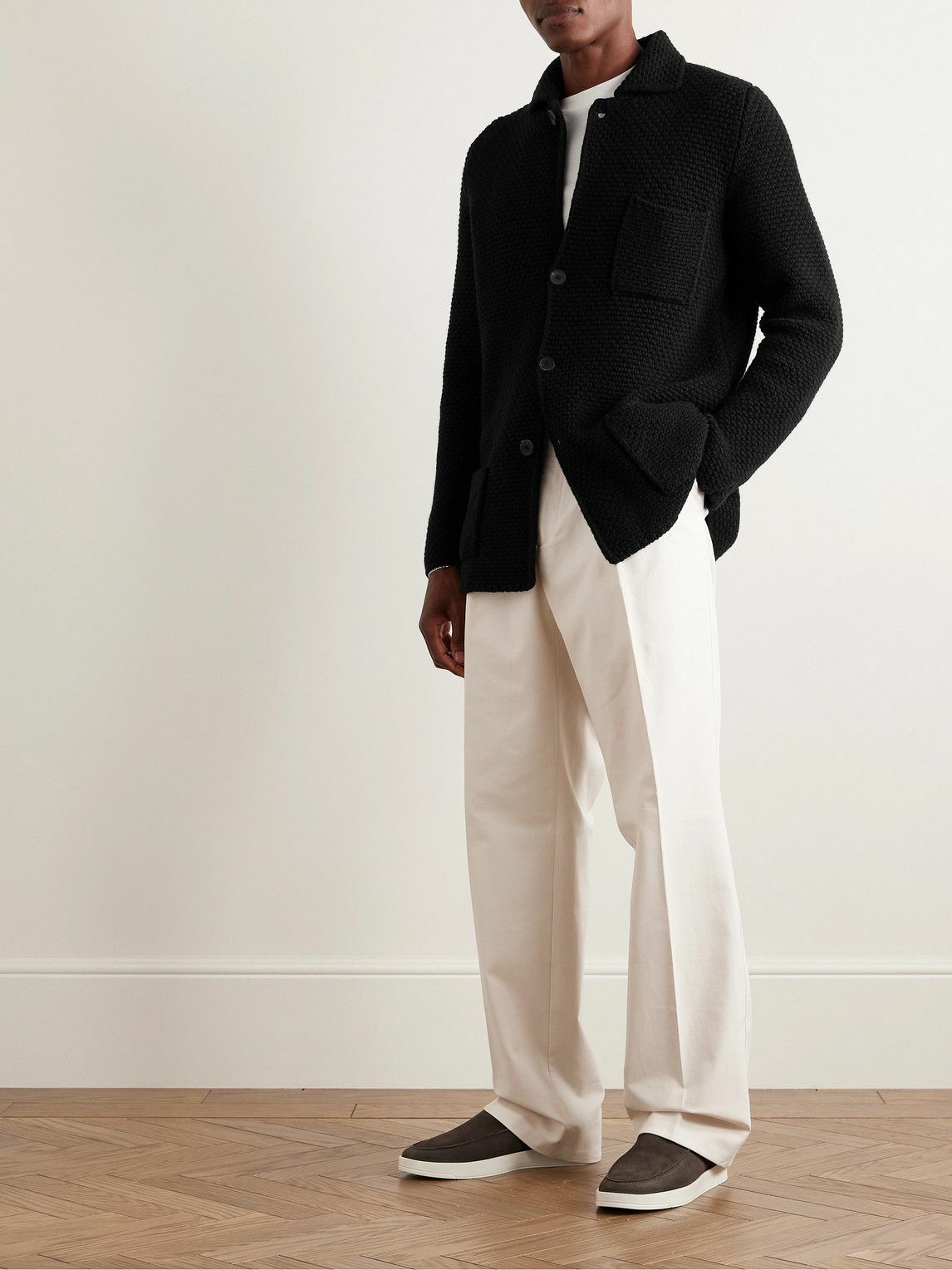Anderson & Sheppard - Merino Wool and Cashmere-Blend Cardigan - Black