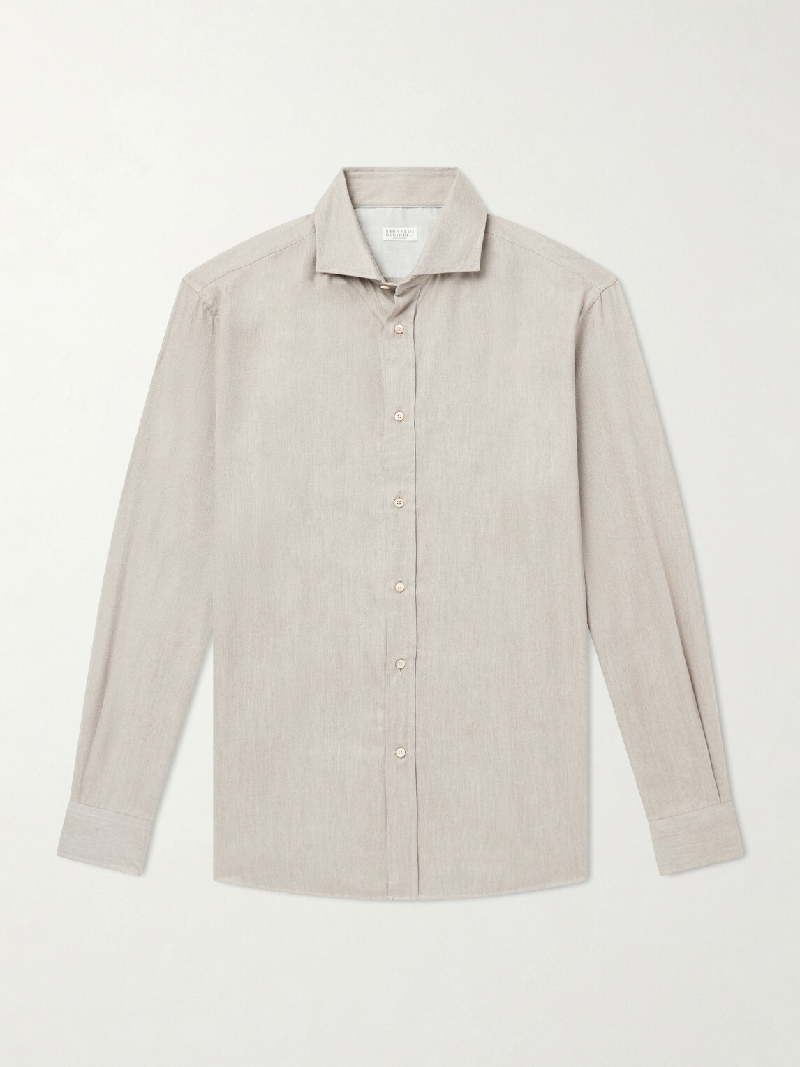 Brunello Cucinelli - Herringbone Cotton and Lyocell-Blend Shirt - Neutrals
