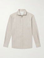 Brunello Cucinelli - Herringbone Cotton and Lyocell-Blend Shirt - Neutrals