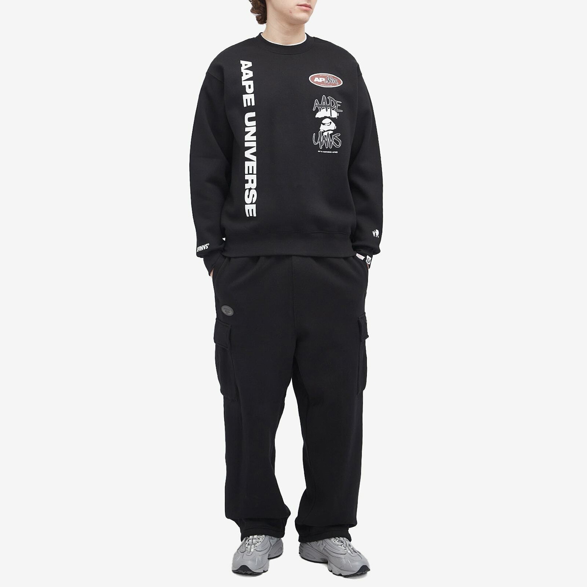 Men's AAPE Universe Back Stamp Sweatshirt in Black AAPE by A