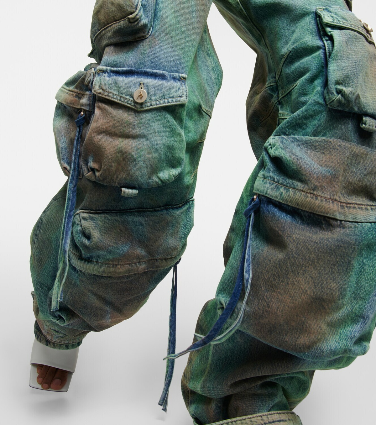 The Attico - Strapless cargo denim jumpsuit