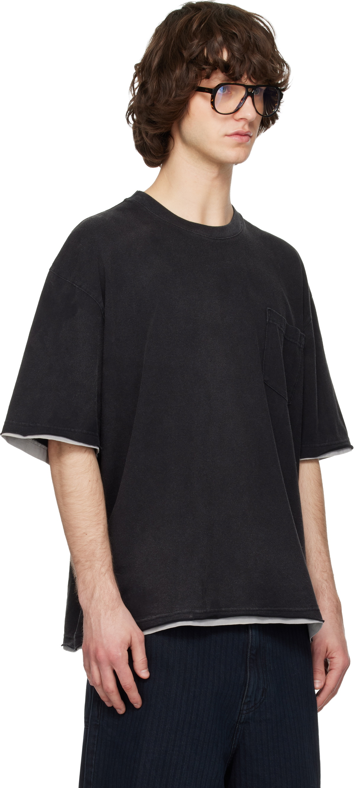 Solid Homme Gray Layered Short-Sleeve T-shirt