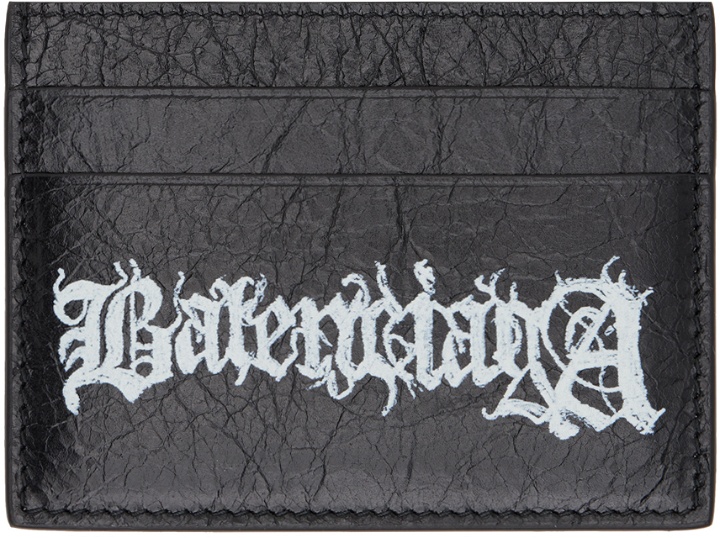 Photo: Balenciaga Black Printed Card Holder