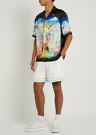 Casablanca Dance Joy Printed Silk Shorts White