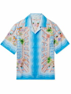 Casablanca - Le Plongeon Camp-Collar Printed Silk Shirt - Blue