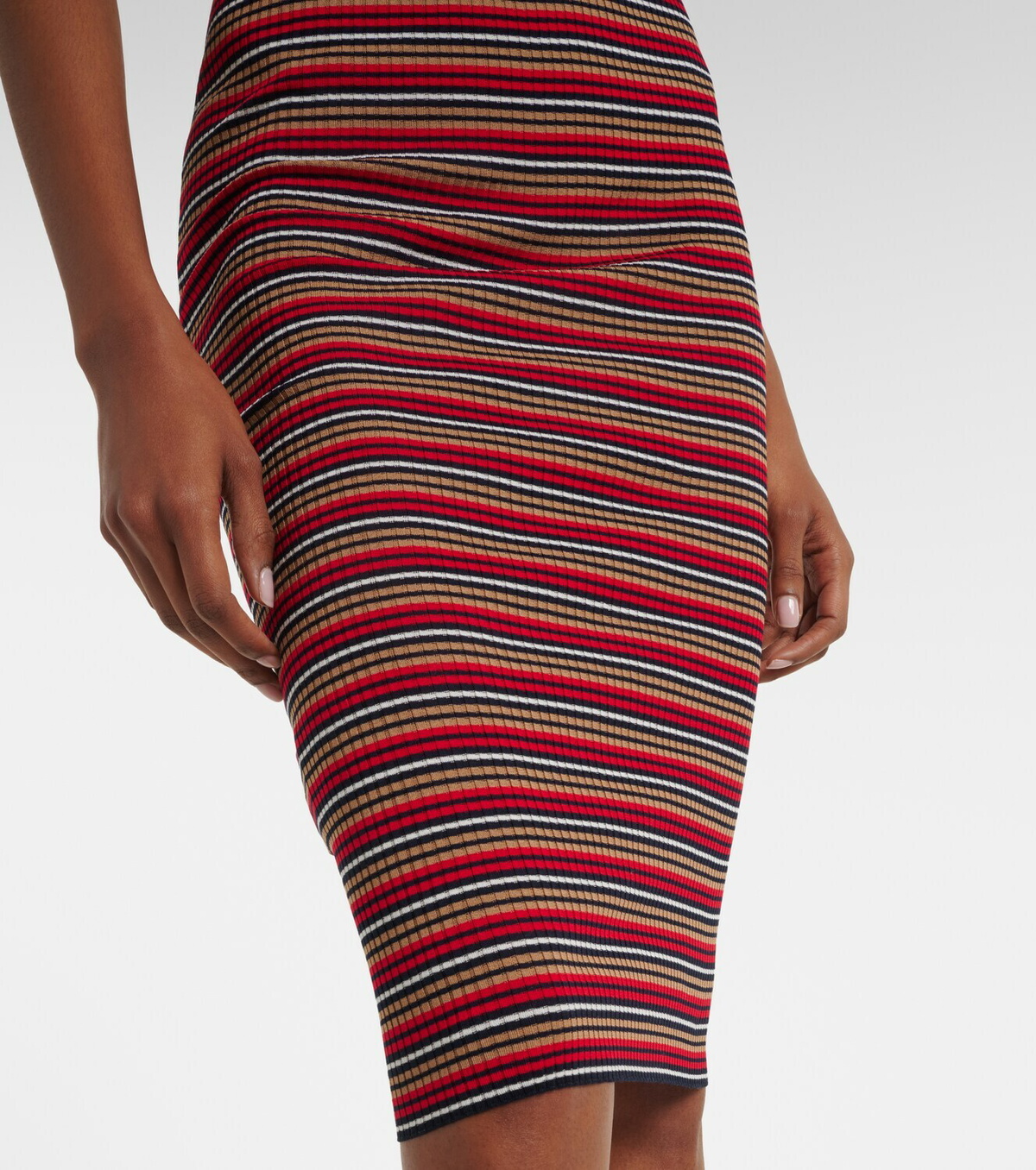 Prada Logo ribbed-knit cotton midi dress
