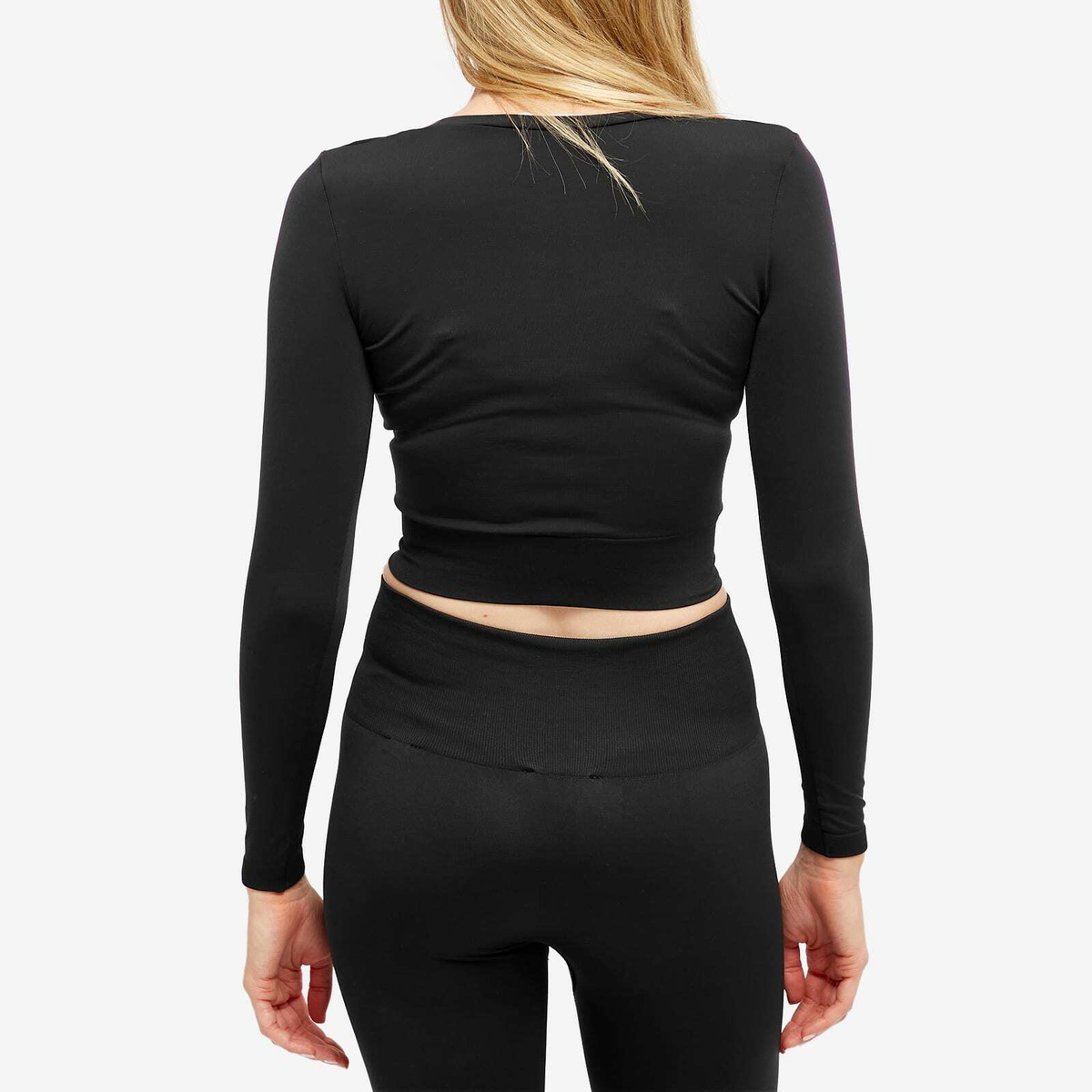 Pangaia Women's Motion Low Impact Long Sleeve Cropped Top in Black Pangaia