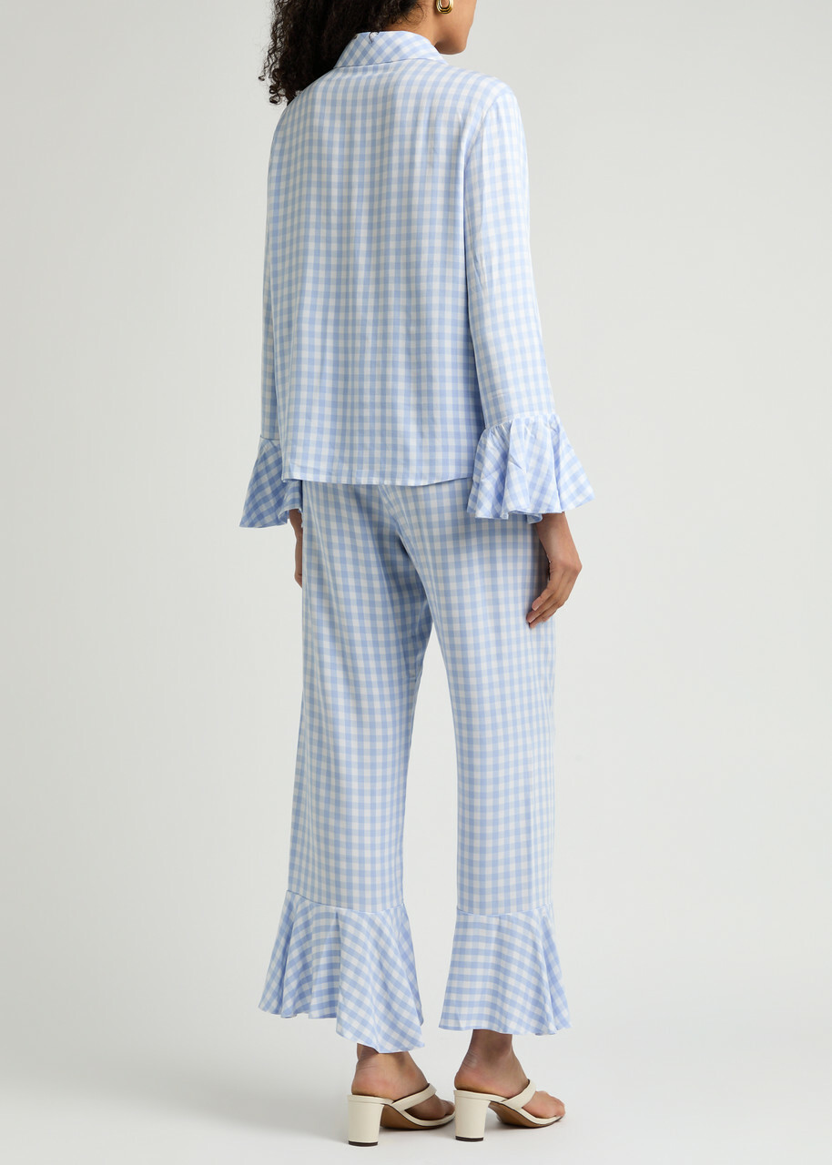 Sleeper Nebula Checked Twill Pyjama set Blue And White