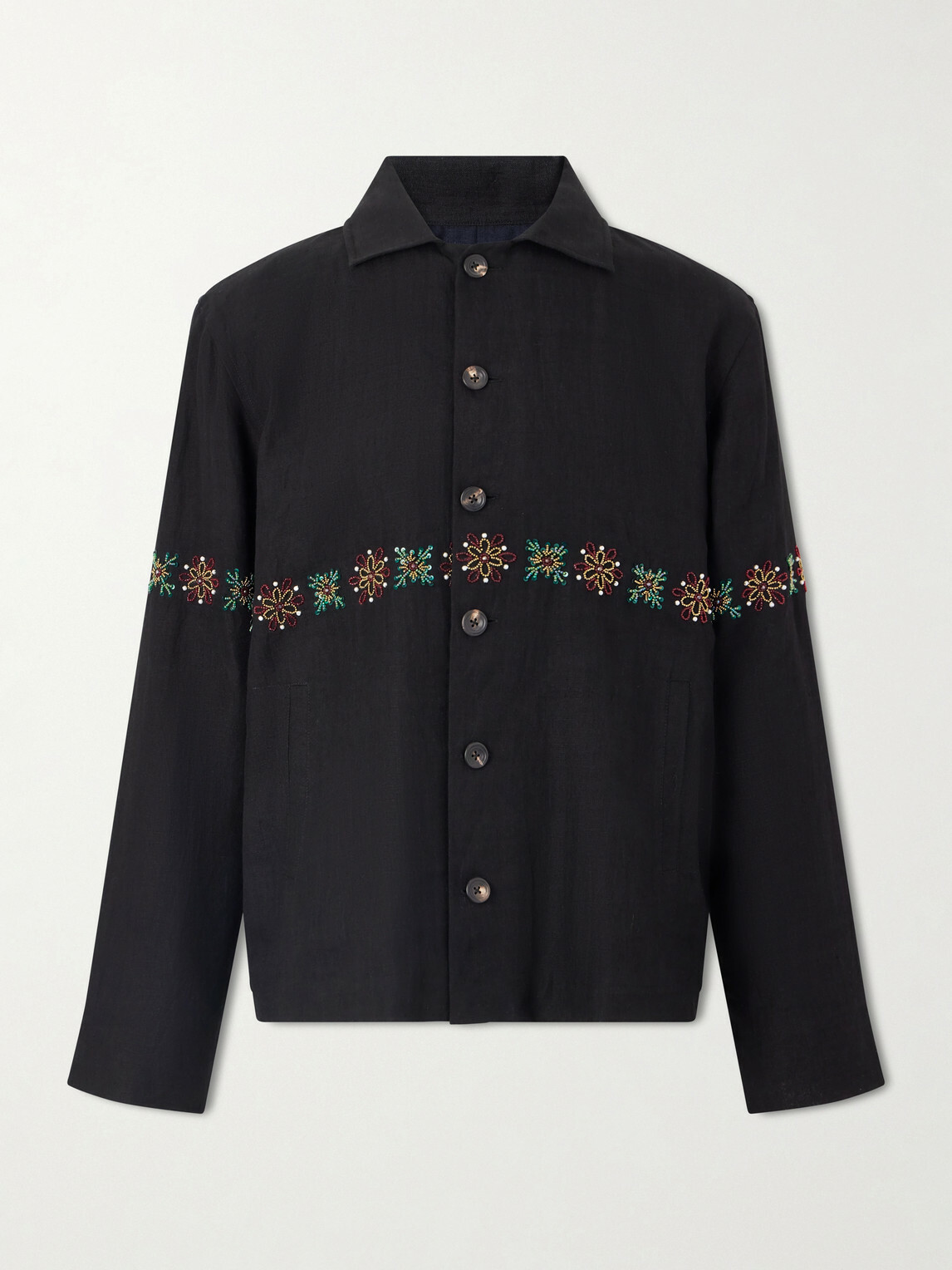 Kartik Research - Embroidered Linen Shirt - Black