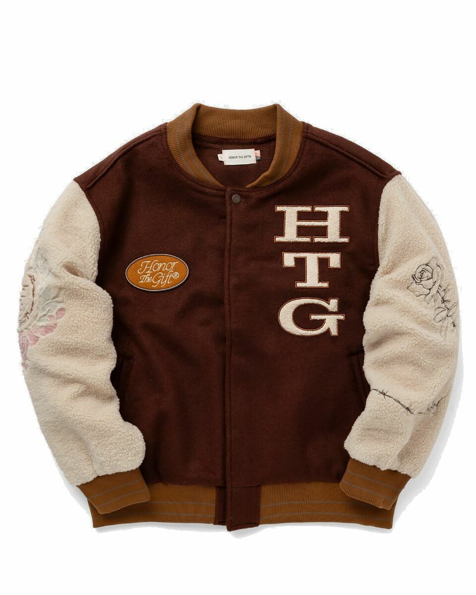 Photo: Honor The Gift Htg Letterman Jacket Brown/Beige - Mens - Bomber Jackets/College Jackets