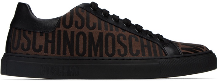 Photo: Moschino Brown & Black All-Over Logo Sneakers