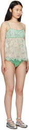 Anna Sui Green & White Gingham Bikini
