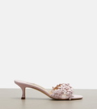 Manolo Blahnik Anista floral-appliqué leather mules