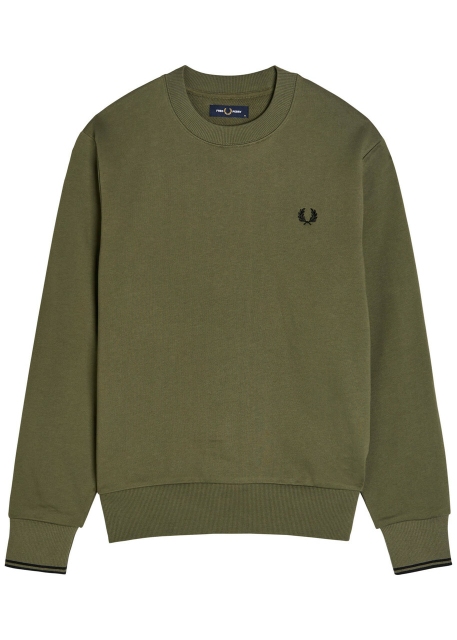 Fred Perry Logo-embroidered Cotton Sweatshirt Green