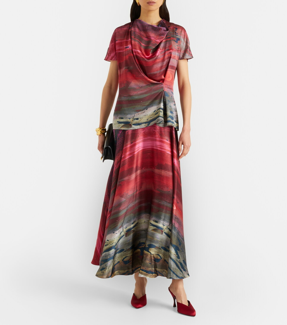 Roksanda Printed silk satin maxi skirt