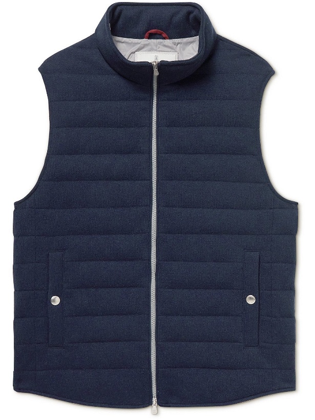 Photo: Brunello Cucinelli - Quilted Cashmere Down Gilet - Blue