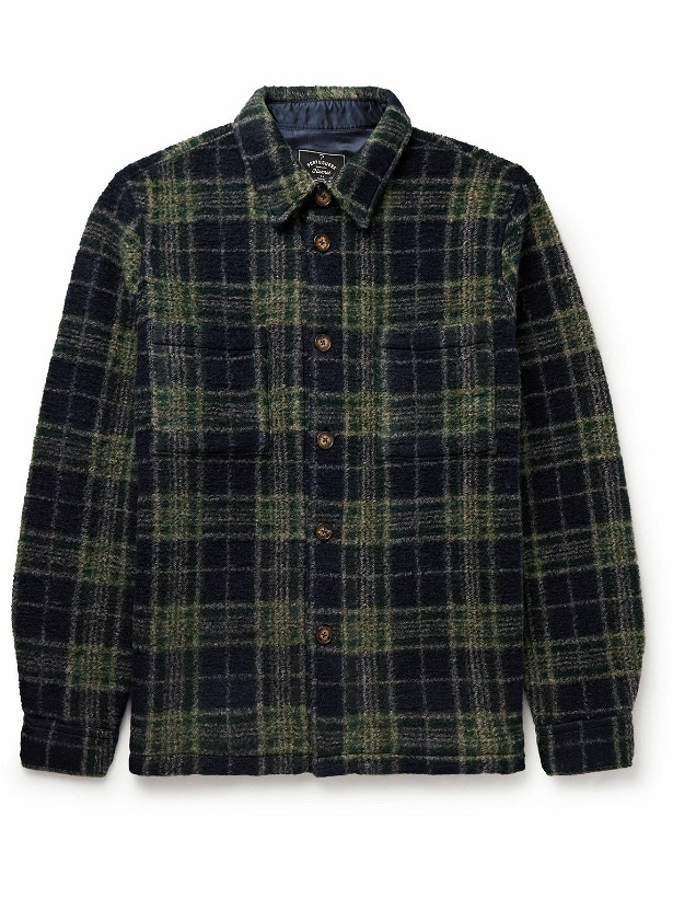 Photo: Portuguese Flannel - Checked Fleece Overshirt - Blue