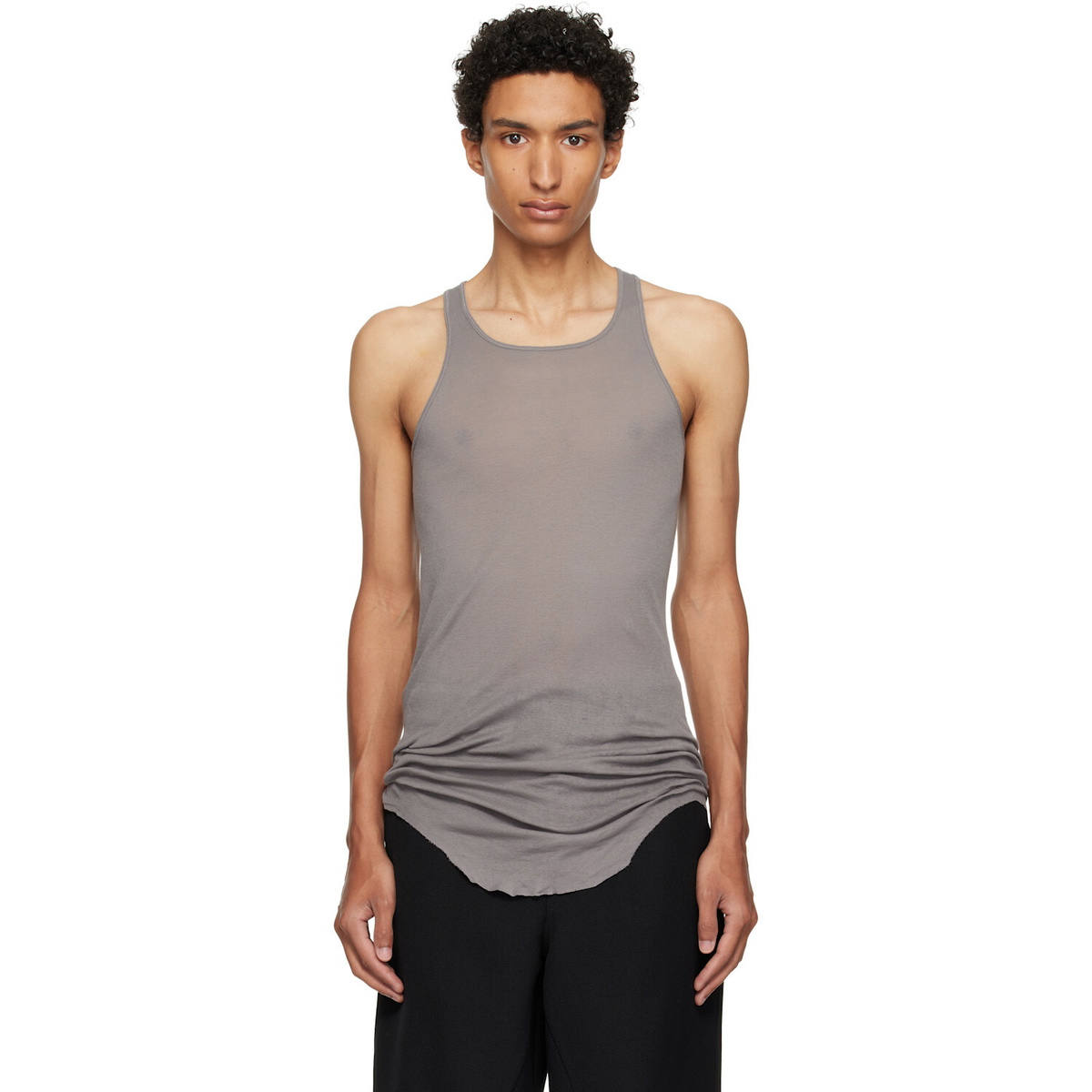 Rick Owens Gray Tower Basic Rib Tank Top