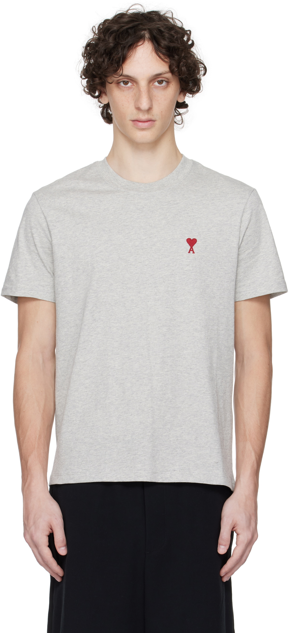 Tシャツ・カットソー Ami Paris T-Shirt Ami De Coeur Grey In Cotton AMI Paris Gray Cotton Ami de Coeur T-shirt AMI