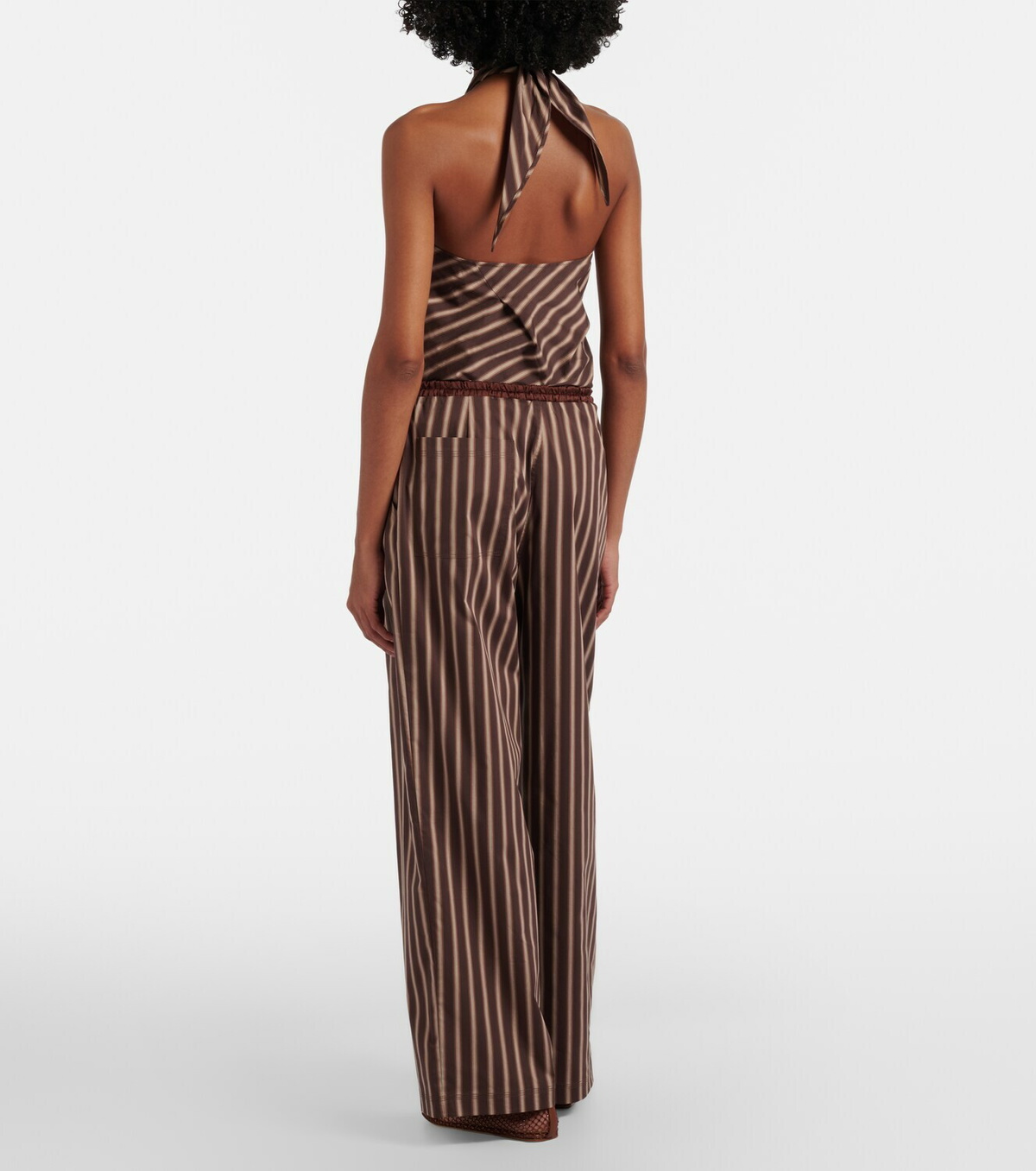 Jacques Wei Striped cotton-blend wide-leg pants