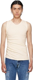 Vejas Off-White Gathered Side Tank Top