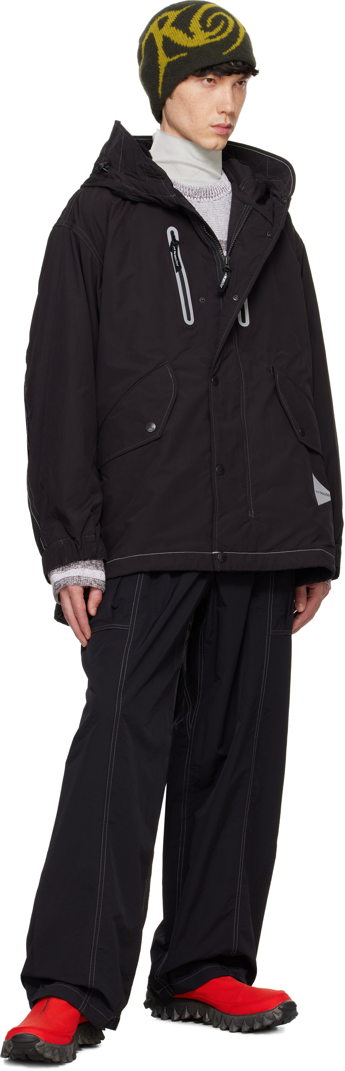 and wander Black Fishtail Octa Jacket and Wander