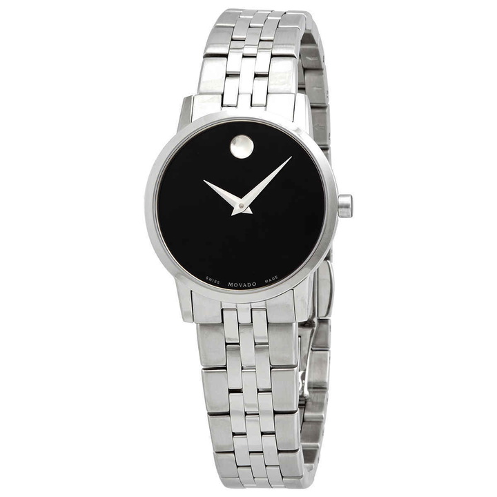 Photo: Movado Museum Classic Quartz Black Dial Stainless Steel Ladies Watch 0607397