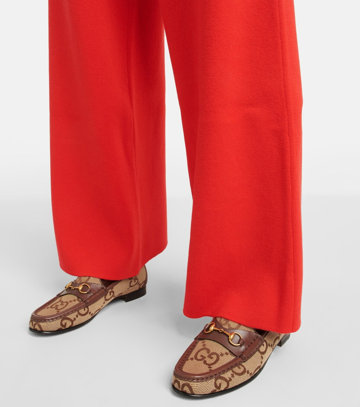 Gucci - Leather-trimmed maxi GG canvas loafers Gucci display picture 3