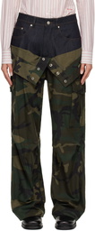 Andersson Bell Khaki Camouflage Double Waist Work Wide-Leg Cargo Pants